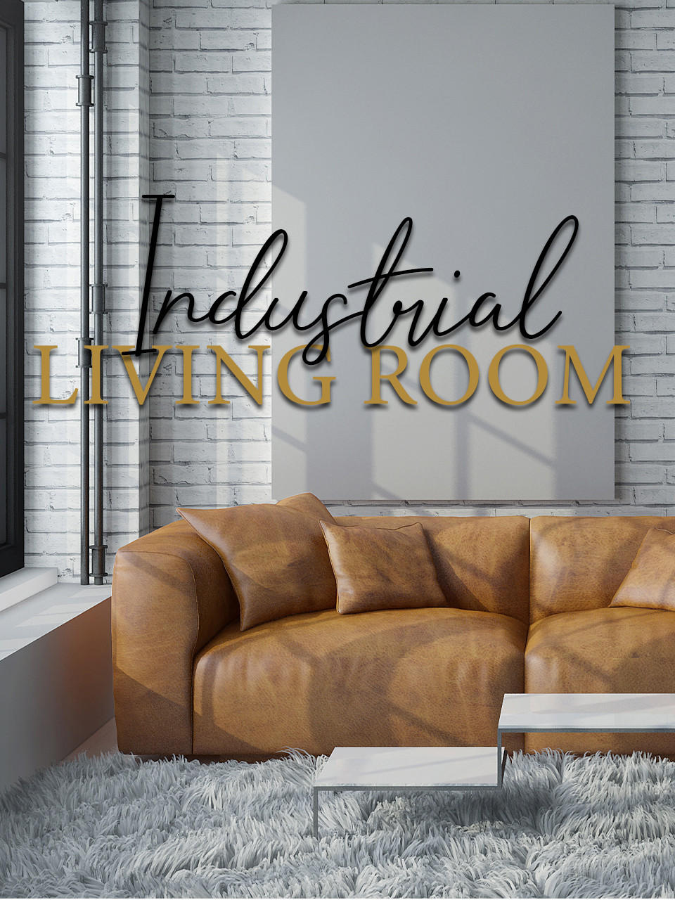 Industrial Style Wohnzimmer braunes Sofa