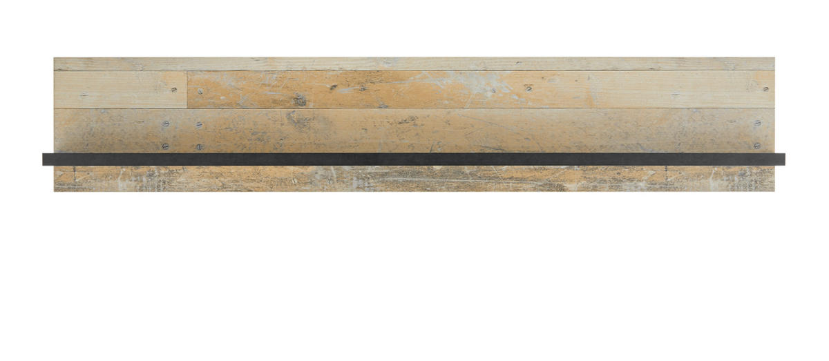 WANDREGAL Used Wood hell, anthrazit, Gewürzregal 160 cm - Anthrazit/Naturfarben, Holzwerkstoff/Metall (160/30/21cm) - Furn.Design