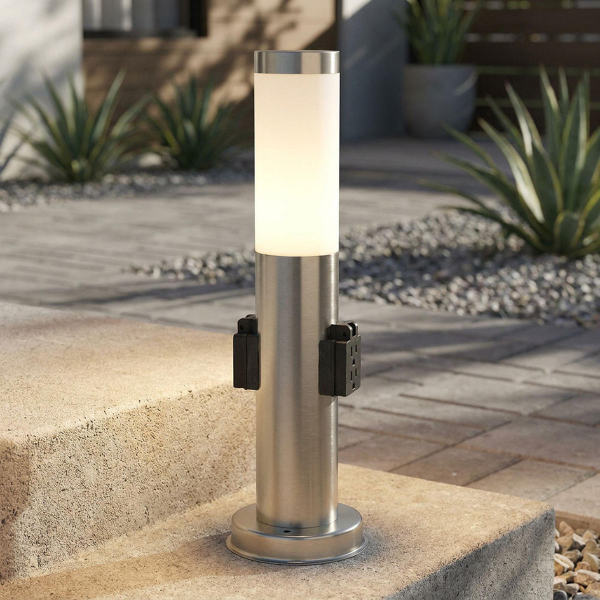 LED STEHLEUCHTE Silber Modern - Silberfarben, Kunststoff (8/8/45cm) - Globo Lighting