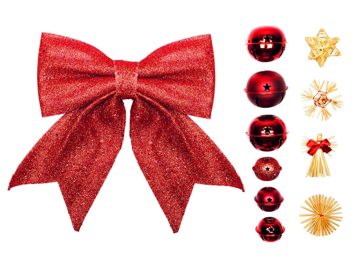 LAALU WEIHNACHTSBAUM geschmückt künstlich STRAW DECORATION 60 cm mit LED-Beleuchtung IN FLOWER - Rot/Braun, Kunststoff (60cm) - LAALU