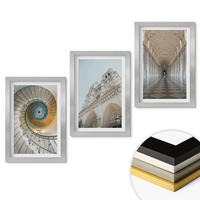 WANDBILDER 3er Set - 20x30 cm Silberner Rahmen - Wendeltreppe der Kathedralenfassade - Silberfarben, Kunststoff (20/30cm) - ArtPrintCave