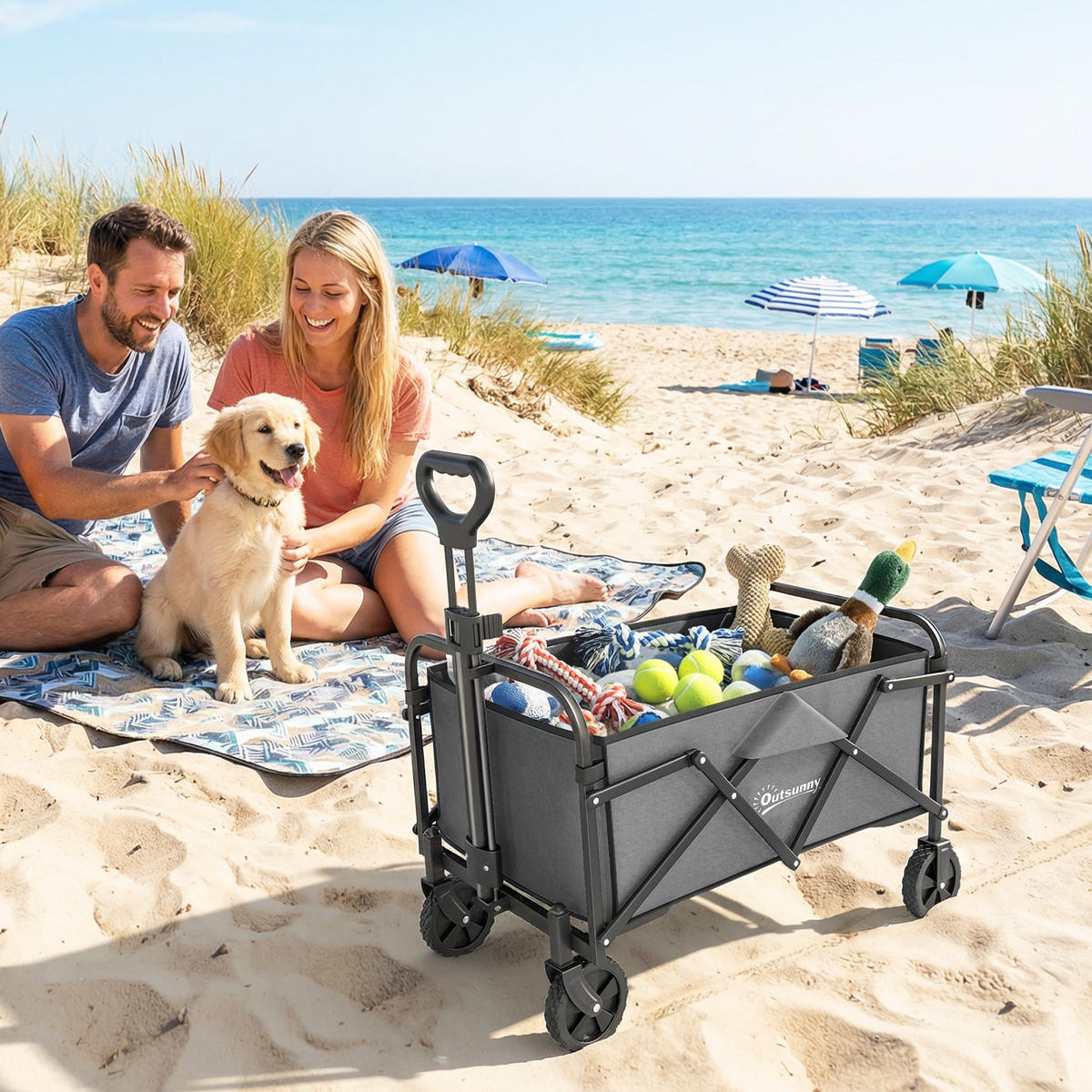 GARTENWAGEN DE-18775 all-terrain klappbar 66L Grau - Grau, Metall (45/89/81cm) - ComfortXL