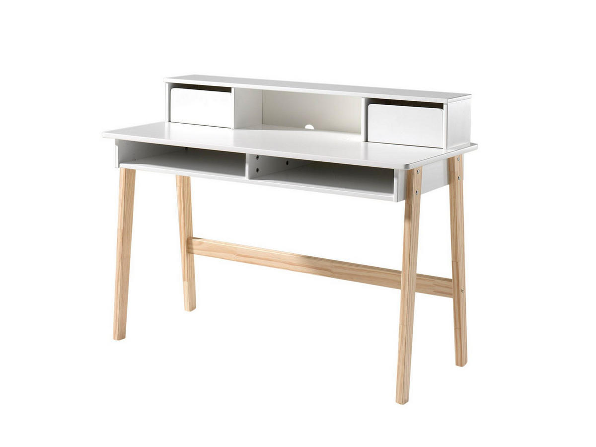 KINDERSCHREIBTISCH Karilynn 120x60x87 MDF+Massivholz Weiß - Weiß, Holzwerkstoff (116/87/160cm) - 58aufmkessel