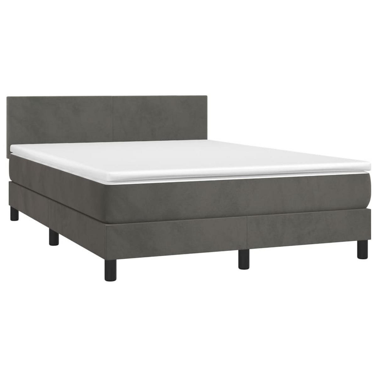 BOXBETT Mit Matratze Dunkelgrau 140/200 Cm Samt - Weiß, Textil (140/200cm) - vidaXL
