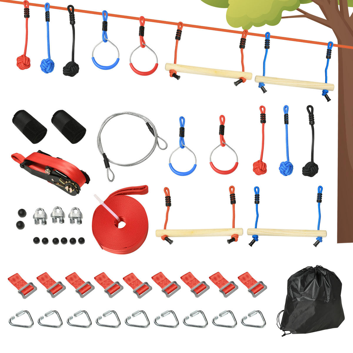 NINJA-HINDERNISPARCOURS DE-18400 Blau/Schwarz/Rot - Multicolor, Metall (40/1000cm) - ComfortXL