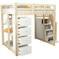 HOCHBETT 140/200 cm aus Massivholz – mit Stauraum, Rausfallschutz und Leiter - Weiß, Holz (140/200cm) - BEAOK