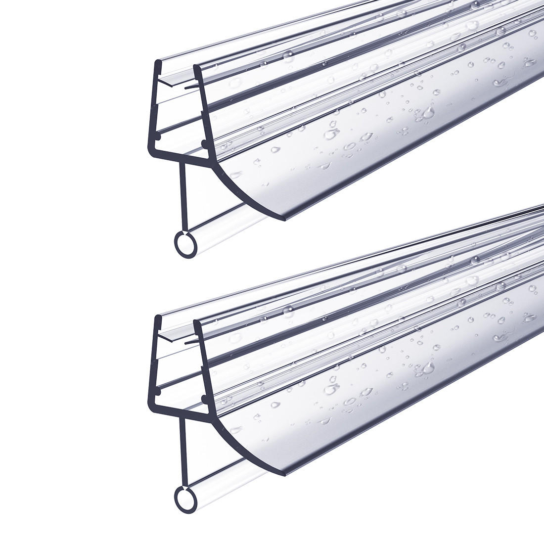 DUSCHDICHTUNG 2 Stück 100 cm für Duschtüren 4–6 mm transparent zuschneidbar - Transparent, Kunststoff (100/2.2cm) - S'AFIELINA