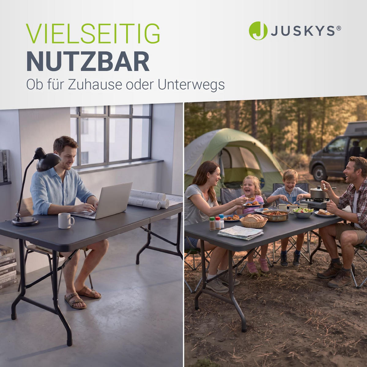 GARTENTISCH Easyfold klappbar anthrazit - Anthrazit, Kunststoff (180/74/74cm) - Juskys