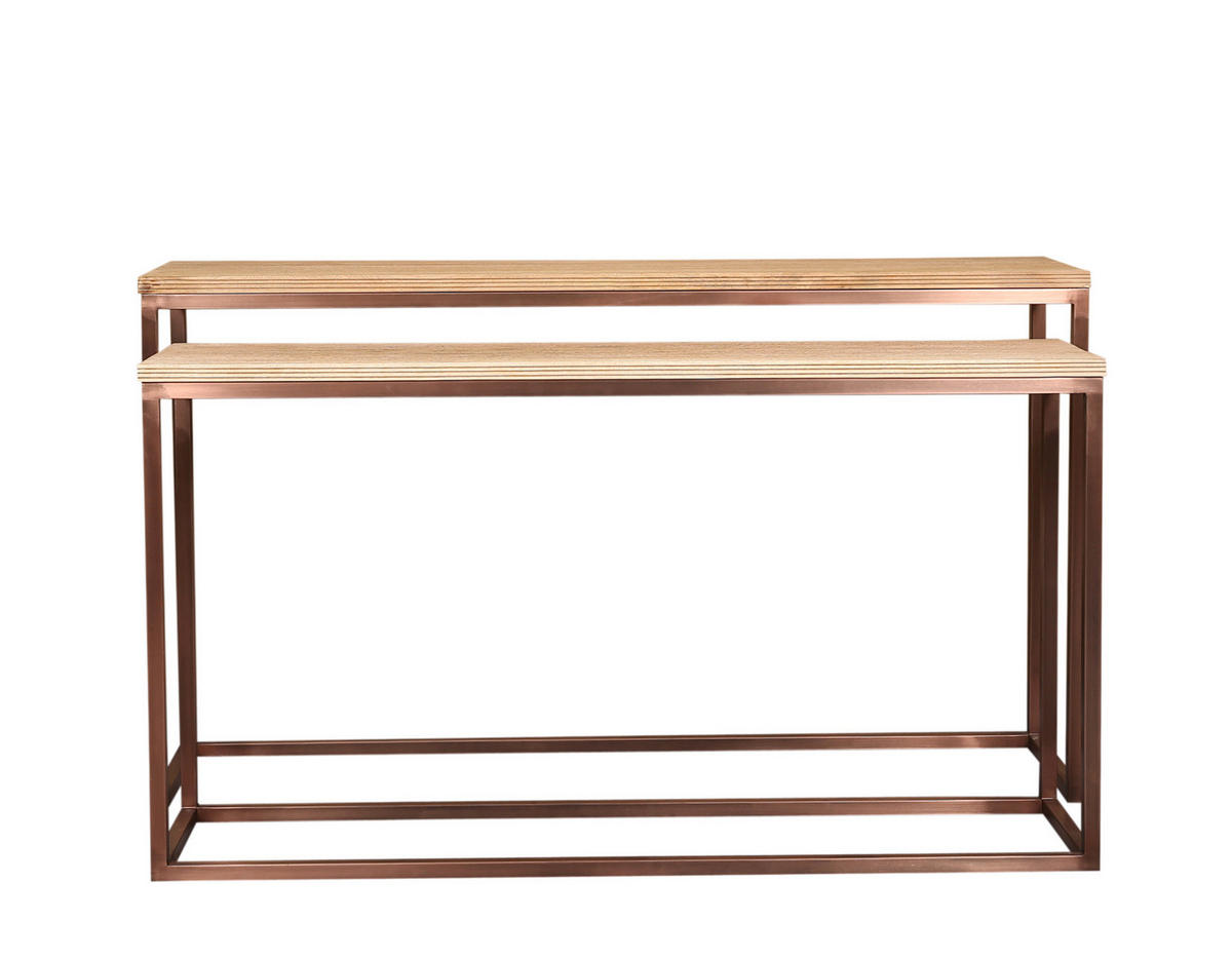 BEISTELLTISCH Zoah Braun 149/41/85cm 2er-Set - Braun, Metall (149/41/85cm) - PTMD Collection