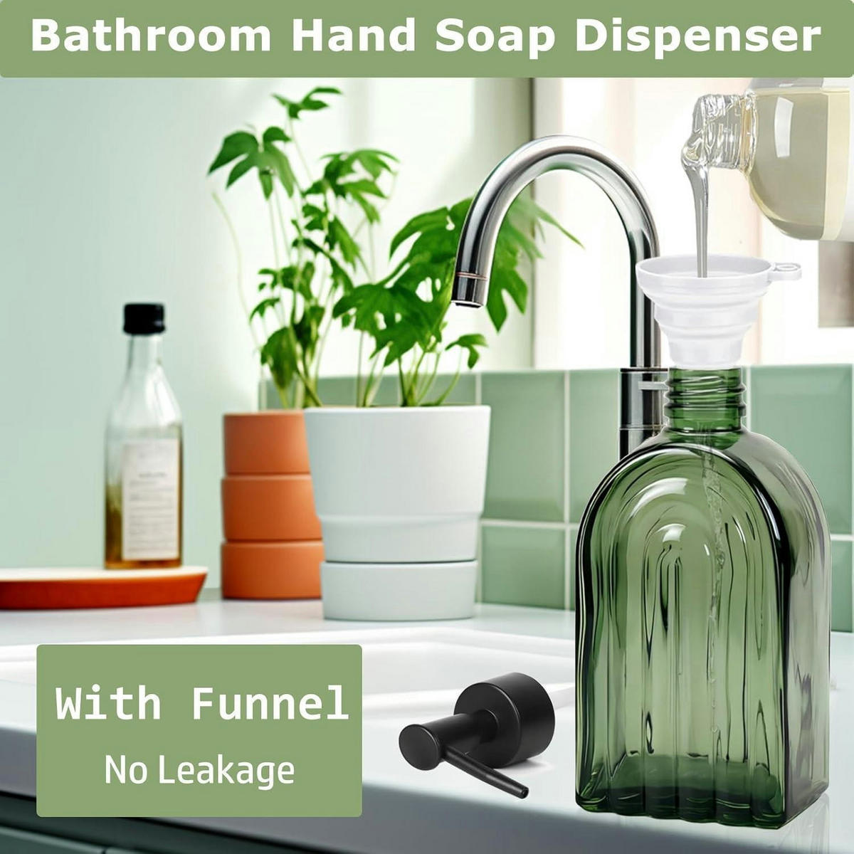 SEIFENSPENDER Glas Grün 400 ml - Grün, Glas (5.5/19/8cm)