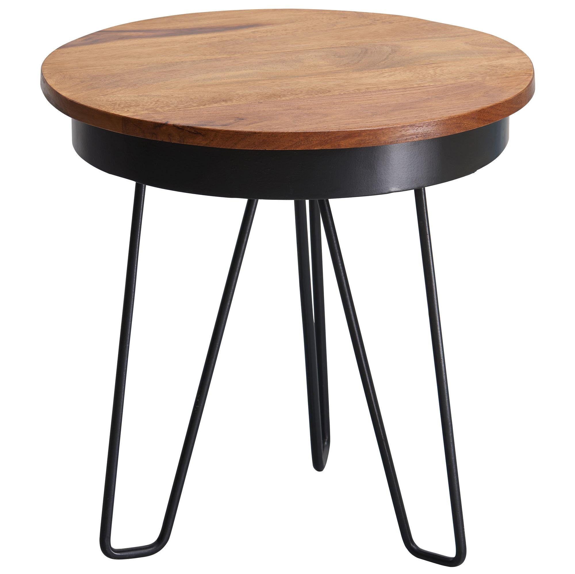 BEISTELLTISCH – Massivholz, Metallbeine, 43x45x43 cm, Industrial - Schwarz/Braun, Holz/Metall (43/43/45cm) - KADIMA DESIGN