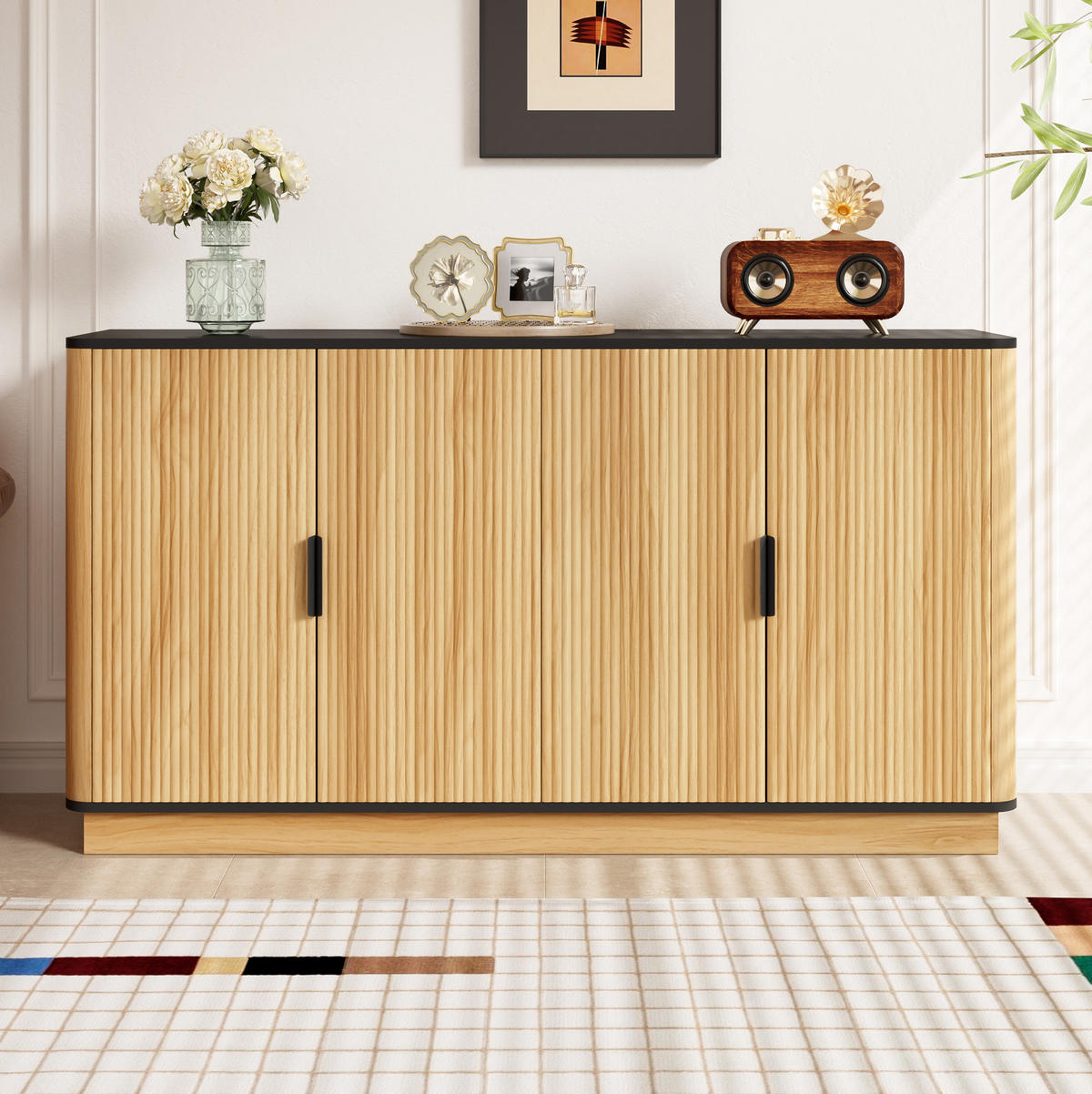 SIDEBOARD 139/40/75 cm natur aus Spanplatte mit Wellenoptik - Naturfarben, Holzwerkstoff (40/75/139cm) - OKWISH