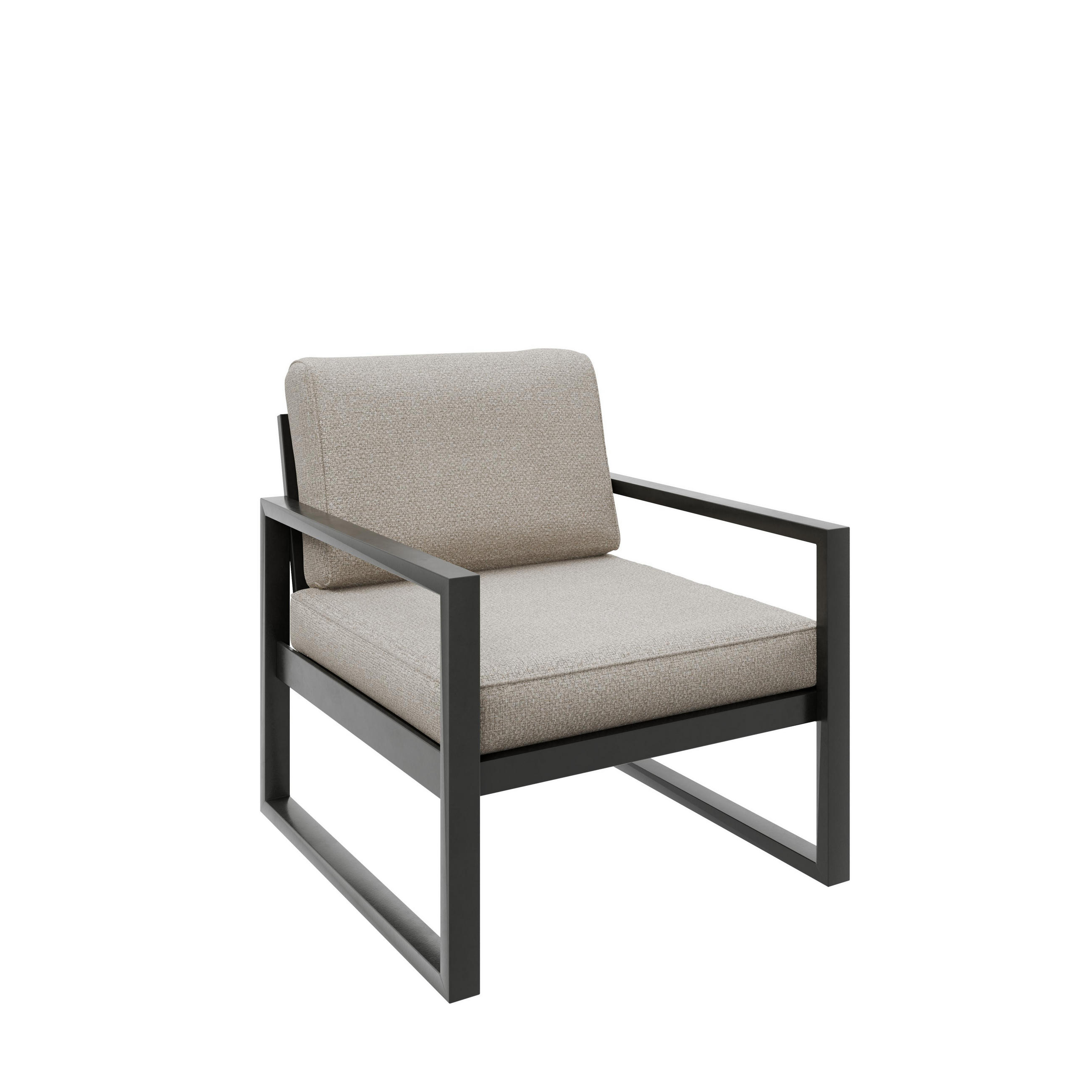 GARTENSESSEL Madera 76x80 cm, schwarz, ecru - Ecru/Schwarz, Kunststoff/Metall (76/86/80cm) - Margaret Hadas24