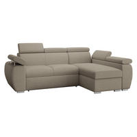 ECKSOFA Boston Mini, Seite: Rechts - 2R+LC - Chromfarben/Hellbraun, Holz/Textil (255/170cm) - MIRJAN24