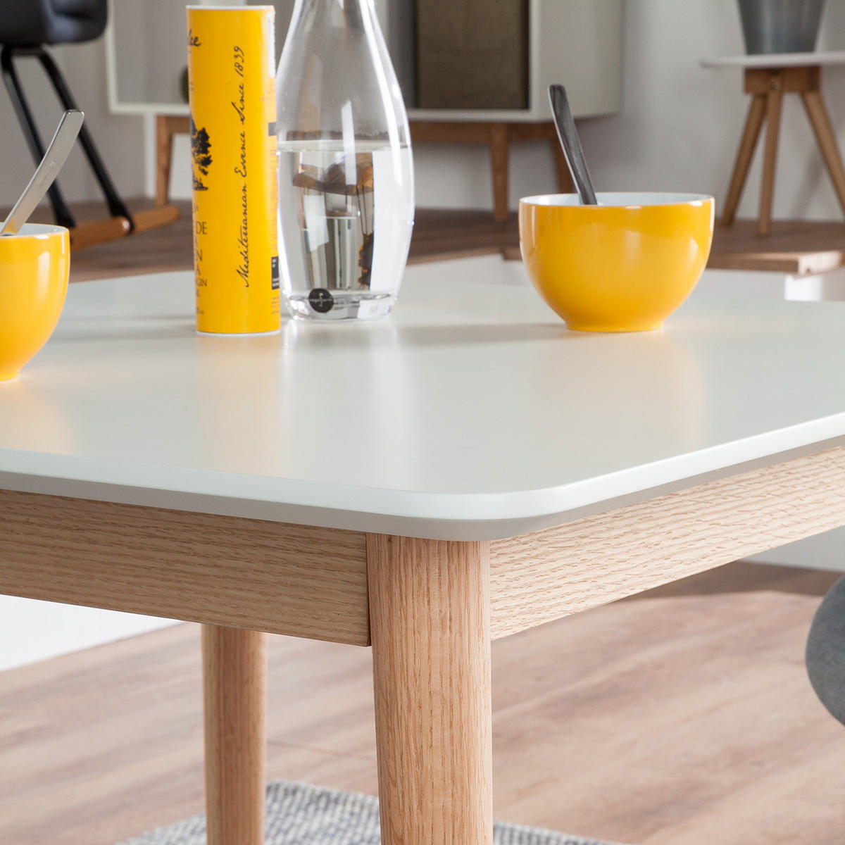 ESSTISCH - Eiche teilmassiv - Weiß, Holzwerkstoff (80/80/76cm) - home24