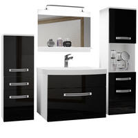 BADMÖBEL Badezimmer Schwarz Glänzend - Schwarz, Holz (140/113/40cm) - B BELINI GROUP