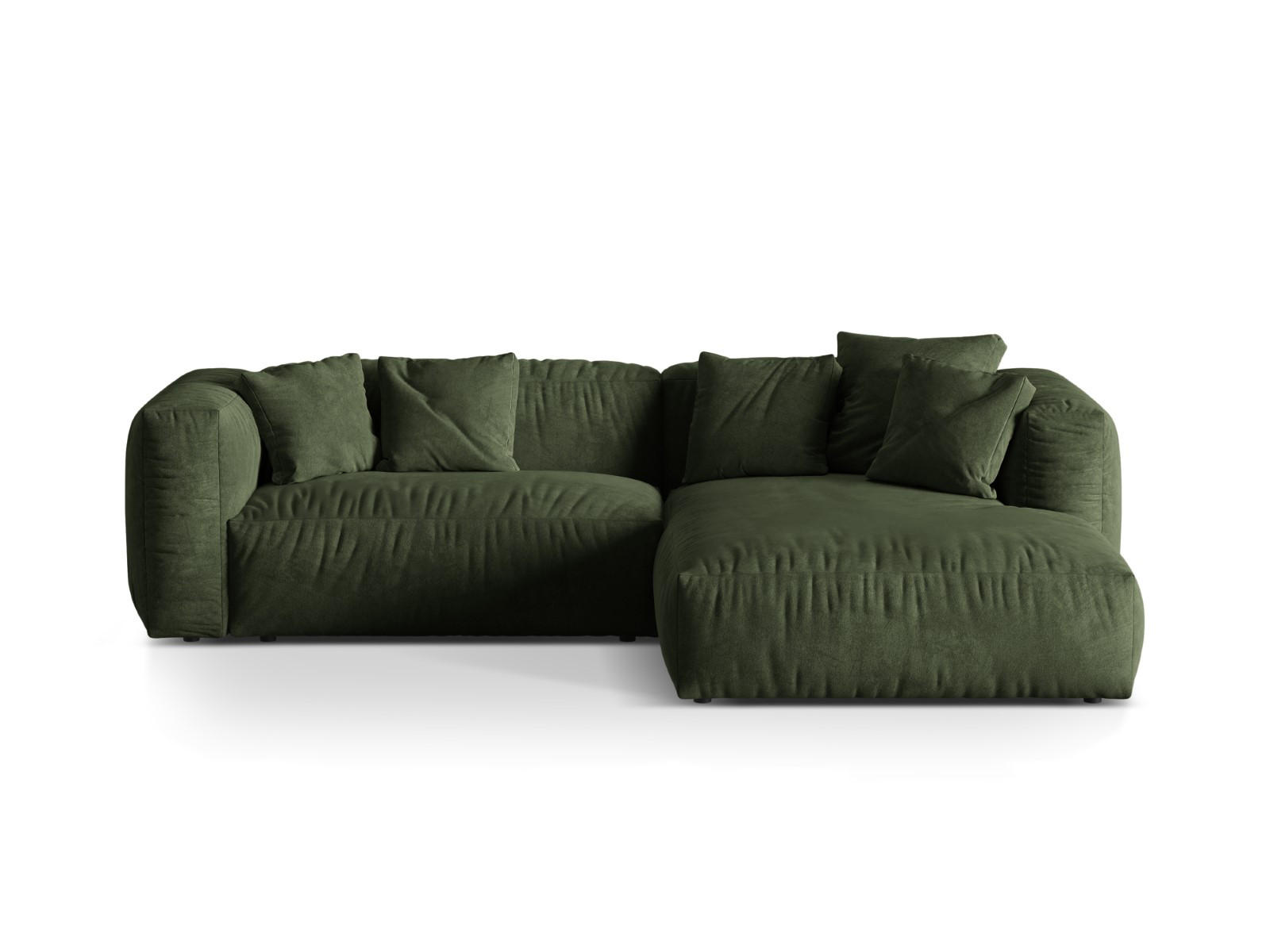 ECKSOFA modular rechts Martina aus Samt grün 2 Sitzplätze - Grün, Textil (176/283cm) - Micadoni