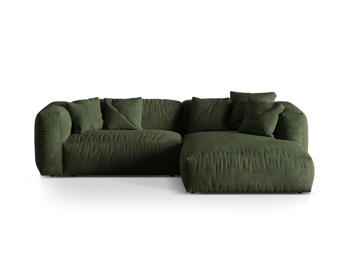 ECKSOFA modular rechts Martina aus Samt grün 2 Sitzplätze - Grün, Textil (176/283cm) - Micadoni