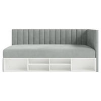 JUGENDBETT Ventrio Grau Easy-Clean-Samtbezug 90x200 cm - Grau, Holz/Textil (90/200cm) - Selsey