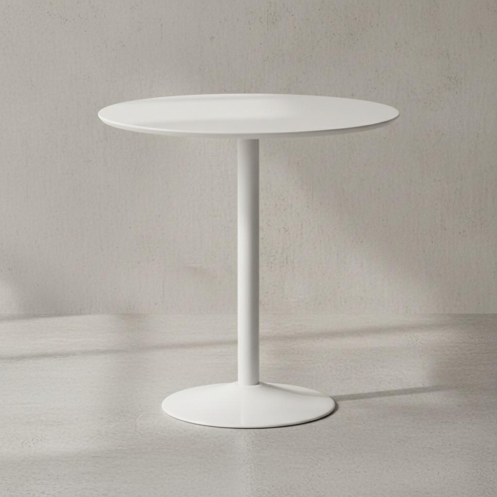 ESSTISCH – Hochglanz Weiß 75x75x74 cm Trompetenfuß für 2 Personen - Weiß, Holz/Metall (75/75/74cm) - KADIMA DESIGN