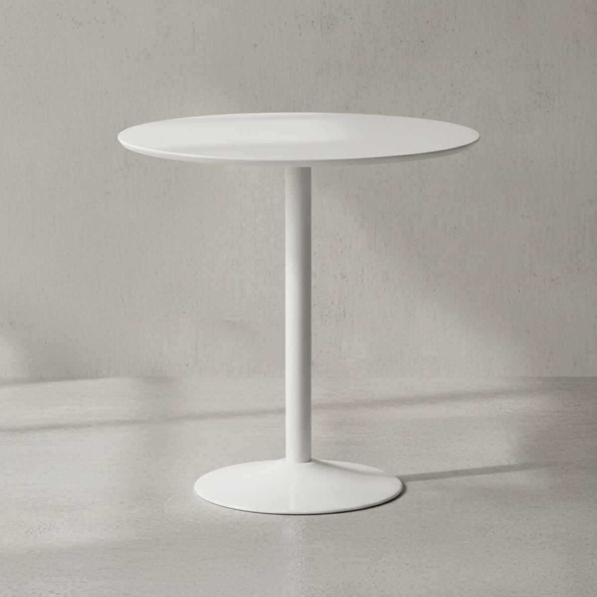 ESSTISCH – Hochglanz Weiß 75x75x74 cm Trompetenfuß für 2 Personen - Weiß, Holz/Metall (75/75/74cm) - KADIMA DESIGN