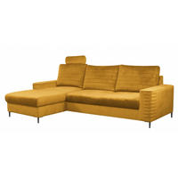 ECKSOFA Muskat Gelb OLI Ausziehbar Mit Kopfstütze Und Bettkasten Links - Goldfarben/Orange, Textil (253/165cm) - Sepro Meble