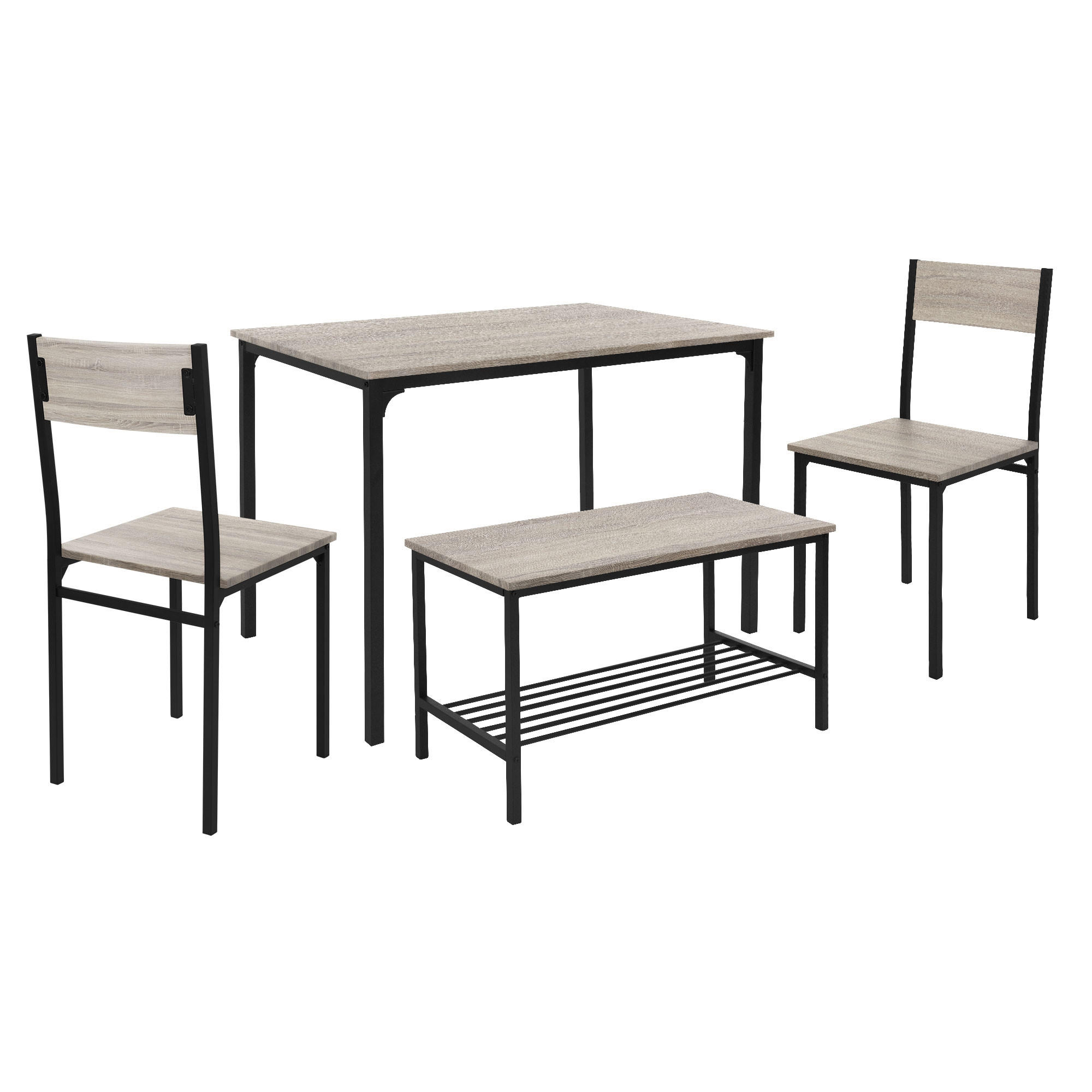 ESSTISCH Set 4-teilig - Graubraun, Holzwerkstoff (70/86.5/110cm) - ML-DESIGN