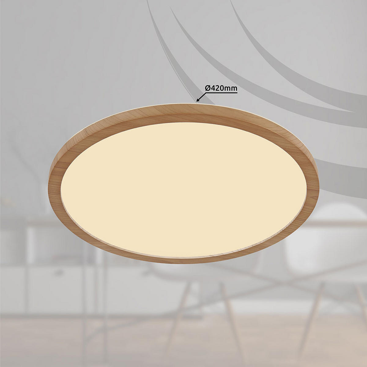 LED DECKENLEUCHTE Holzoptik Braun - Braun, Kunststoff (42/42/2.5cm) - Globo Lighting