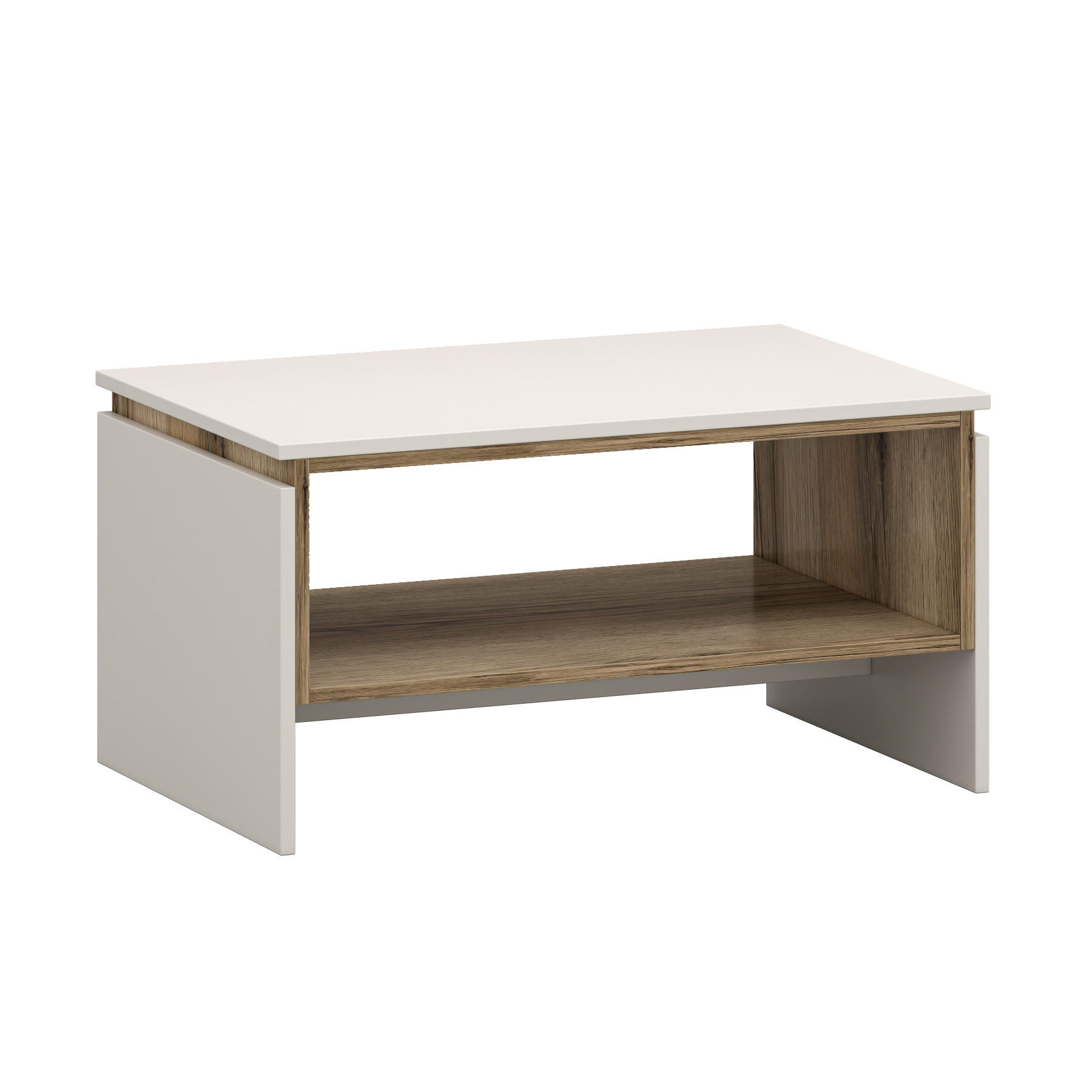 COUCHTISCH Tirion kaschmir / Eiche Delano 52 / 80 / 42cm - Weiß/Braun, Holz/Holzwerkstoff (80/52/42cm) - Feldmann-Wohnen