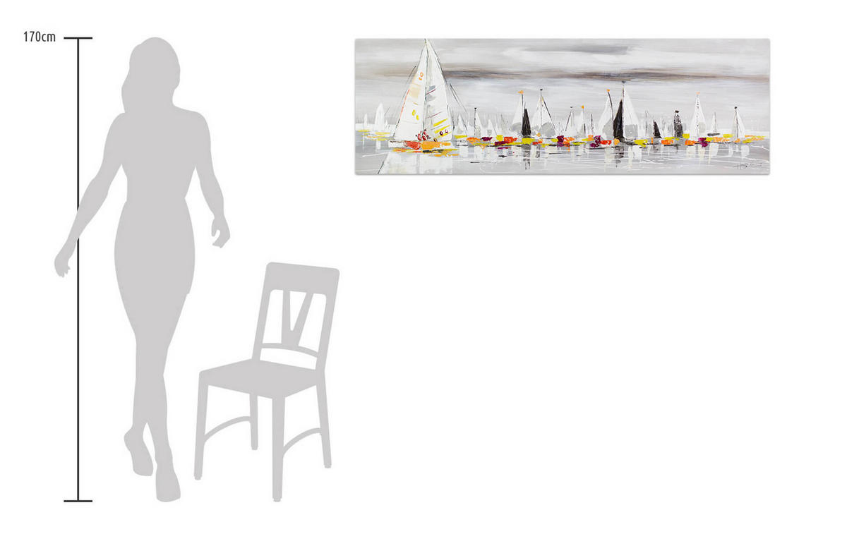 ÖLGEMÄLDE 150/50 cm - Grau, Holz/Textil (150/50cm) - KUNSTLOFT