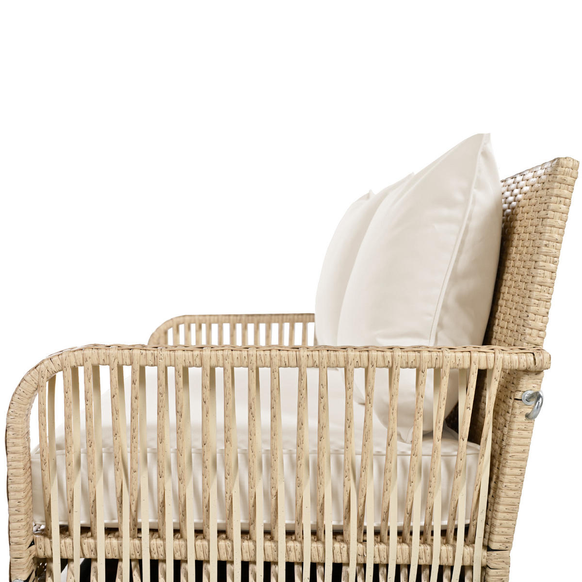 GARTENSCHAUKEL aus Rattan & Metall 113x54x53 cm Beige mit Sitz- & Rückenkissen - Beige, Metall (54/53/113cm) - Modfu