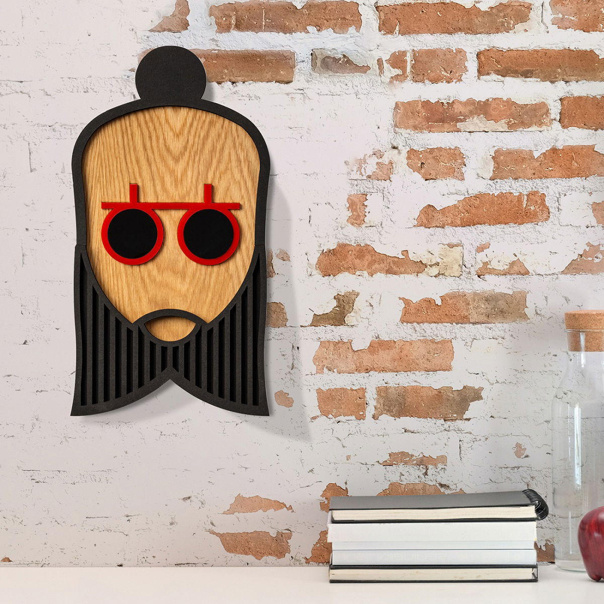 WANDDEKO MASKE 22/22 cm - Rot/Schwarz, Holzwerkstoff/Kunststoff (22/22/1cm) - KUNSTLOFT
