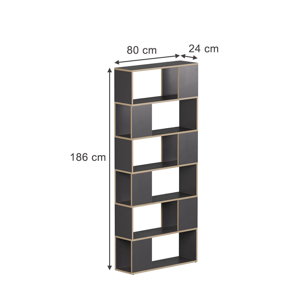 RAUMTEILER Eneos Anthrazit/Eiche 80 x 186 cm - Eichefarben/Anthrazit, Holzwerkstoff (80/186/24cm) - Vicco