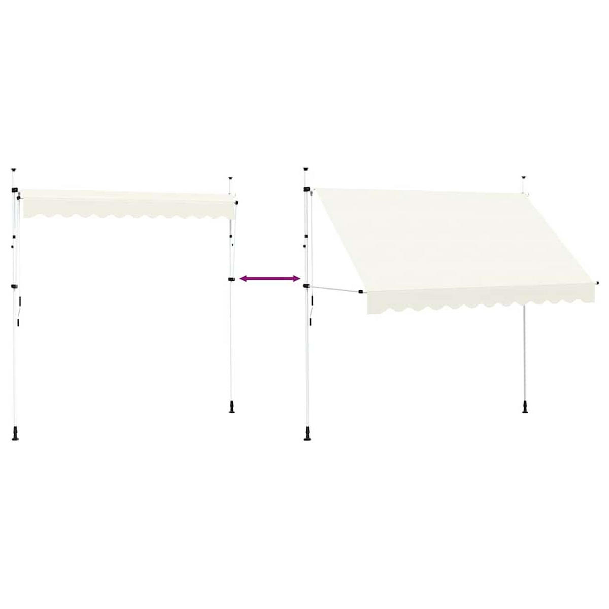 MARKISE Einziehbare Handbetrieben 300 Cm Cremeweiss - Creme, Textil (120/300cm) - vidaXL