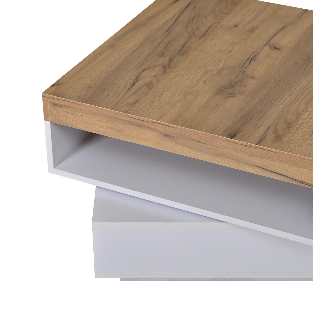 COUCHTISCH aus MDF 65x65x40 cm in Eichefarben mit LED-Beleuchtung - Eichefarben, Holzwerkstoff (65/65/40cm) - Modfu