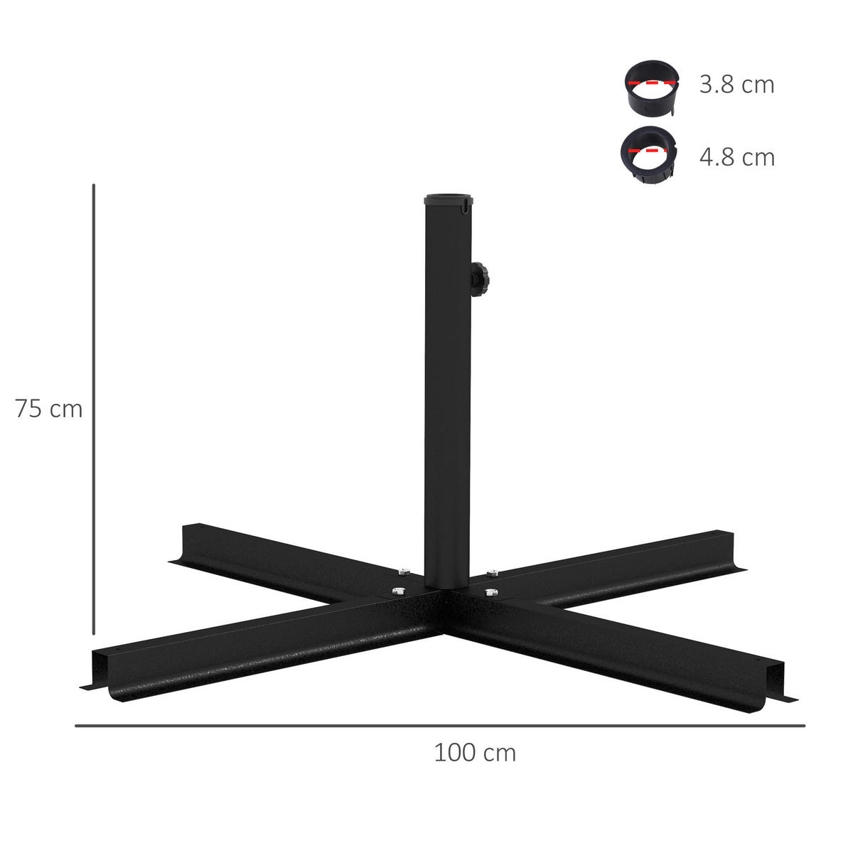 SONNENSCHIRMSTÄNDER Kreuz 4 kg schwarz - Schwarz, Metall (100/100cm) - LEBENLANG