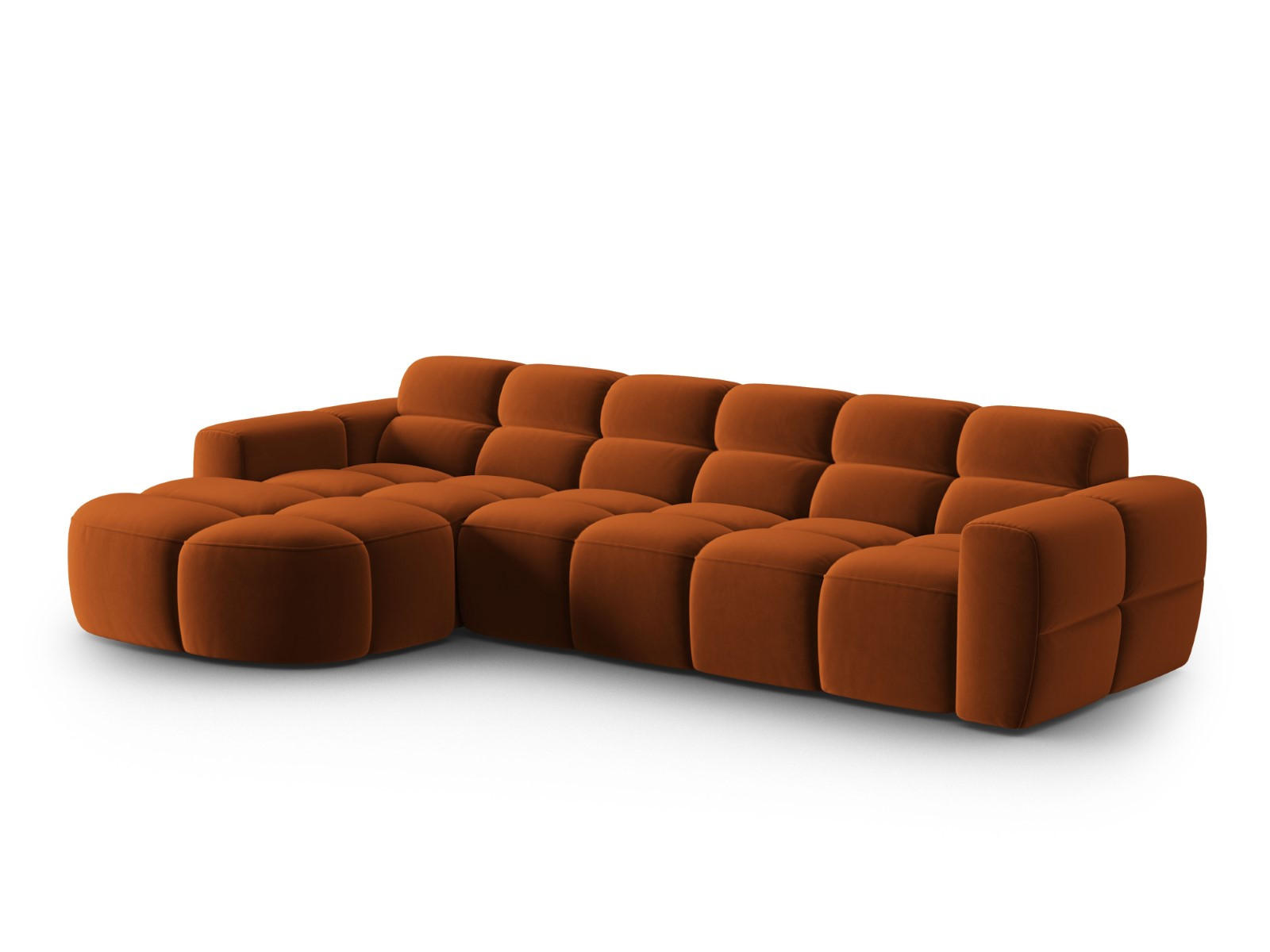 ECKSOFA links Lisa aus Samt terrakotta 4 Sitzplätze - Terracotta, Textil (170/310cm) - Micadoni