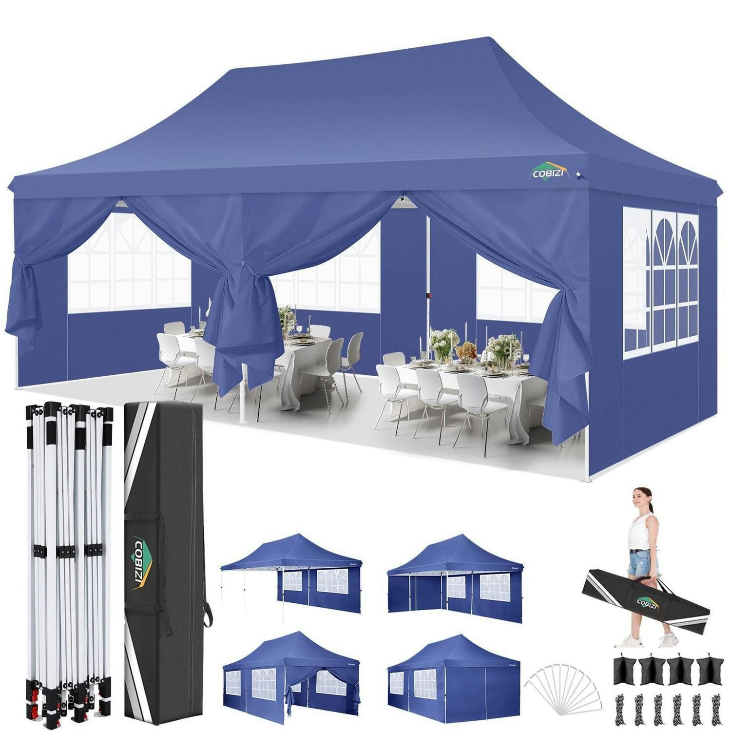 FALTPAVILLON 3x6m Wasserdicht Dunkelblau - Blau, Textil (300/300/600cm)