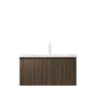 WASCHTISCHKOMBI 80/46/41 cm braun/weiß aus Keramik und Holzwerkstoff mit Schublade - Braun, Holzwerkstoff (80/41.8/46cm) - OKWISH