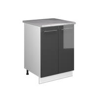 SPÜLENUNTERSCHRANK Fame-Line, Anthrazit Hochglanz/Weiß, 60 cm - Schwarz Hochglanz/Weiß, Holzwerkstoff (60/82/60cm) - Vicco