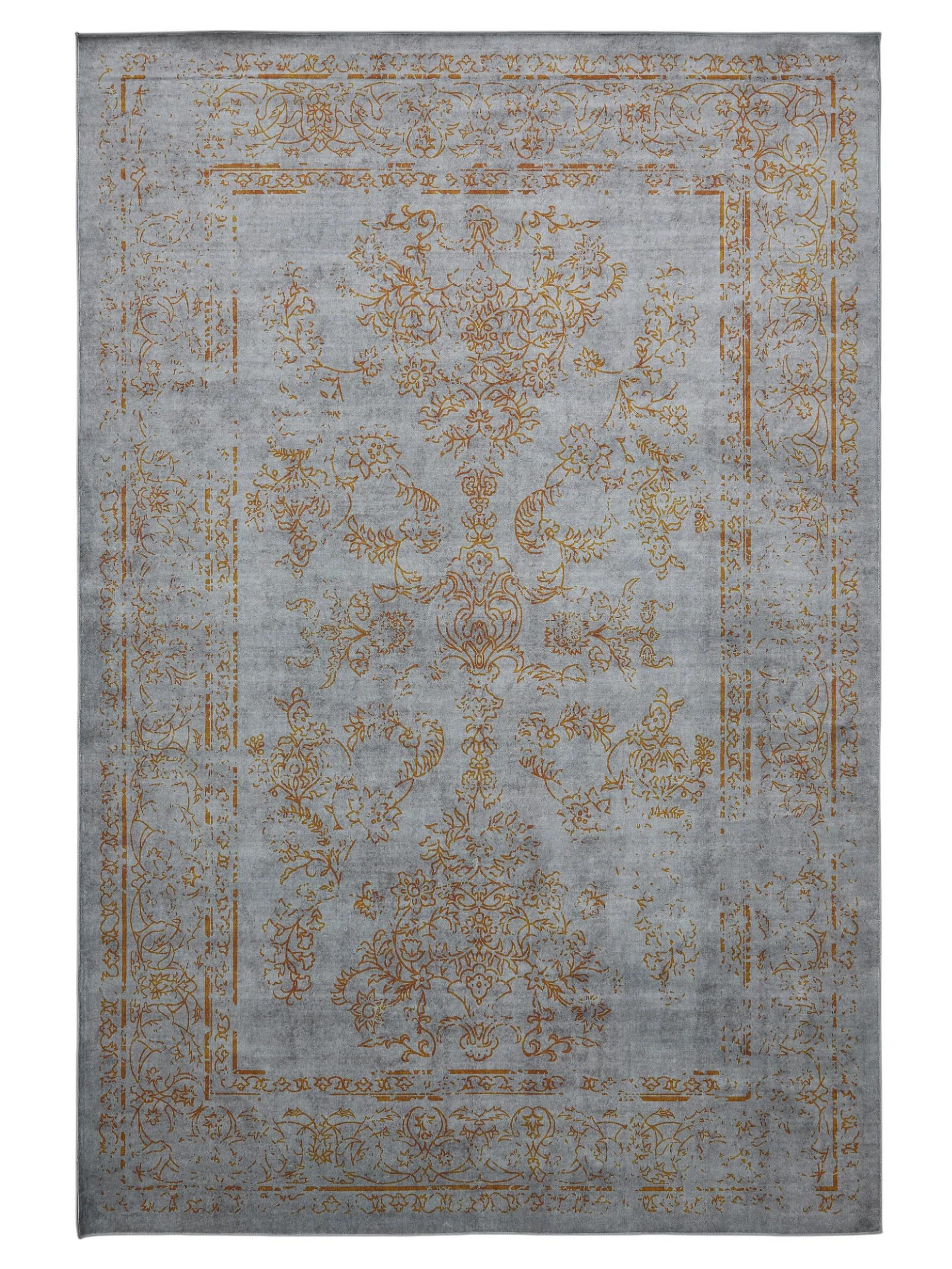 VINTAGE-TEPPICH Miray waschbar 200/300 cm - Orange/Grau, Kunststoff (200/300cm) - benuta Nest