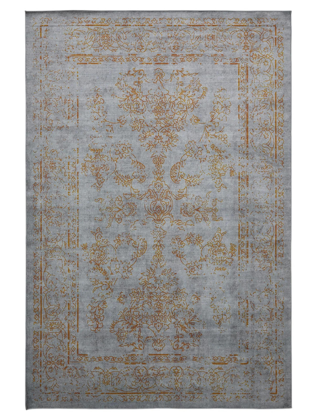 VINTAGE-TEPPICH Miray waschbar 200/300 cm - Orange/Grau, Kunststoff (200/300cm) - benuta Nest