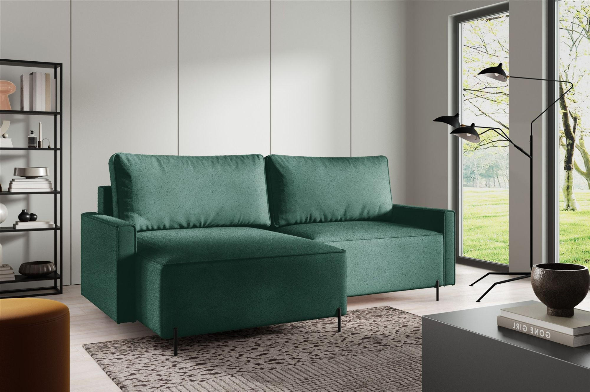 ECKSOFA Braga Mit Schlaffunktion - Grün, Holzwerkstoff/Textil (229/148cm) - Fun Möbel