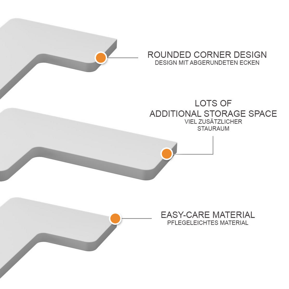 ECKREGAL Curva Weiß 40.5 x 2.5 cm 3er Set - Weiß, Holzwerkstoff (40.5/2.5/28.5cm) - Vicco