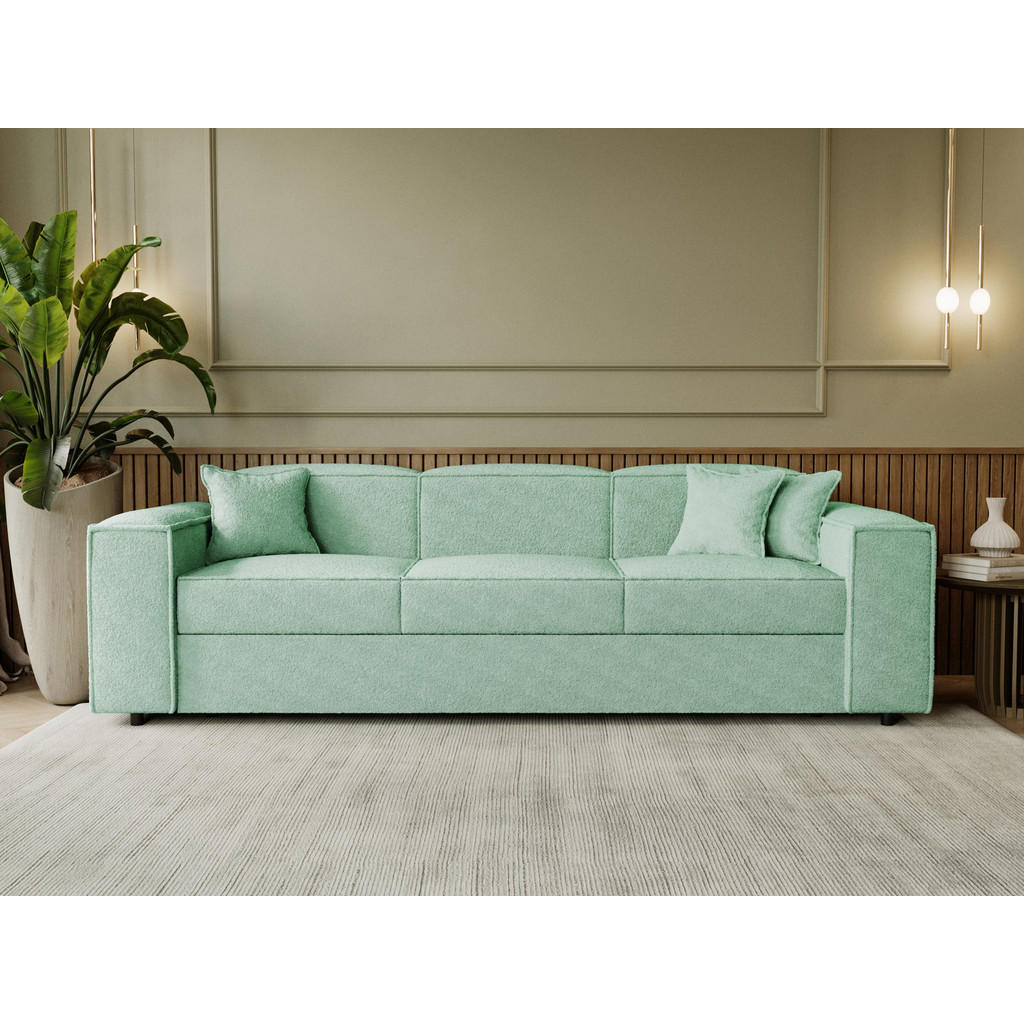 Thumbnail - Mirjan24 Schlafsofa, Mintgrün, Textil, 3-Sitzer, Rechteckig, 252x79x88 cm, Wohnzimmer, Sofas & Couches, Schlafsofas