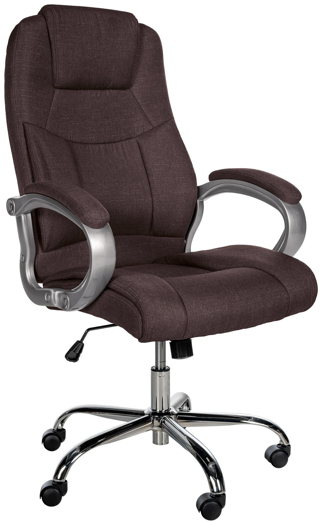 CHEFSESSEL Stoff braun - Chromfarben/Braun, Textil/Metall (66/113/70cm) - CLP