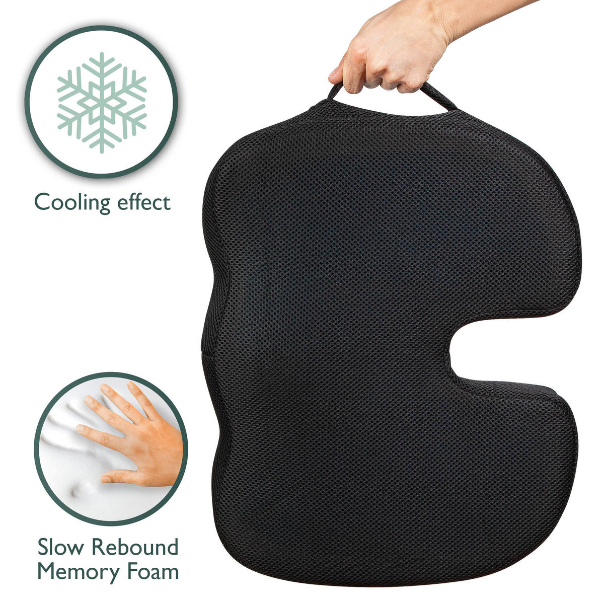SITZKISSEN BeauErgo GS Memory Foam Gel 45/35 - Schwarz, Textil (35/45cm)