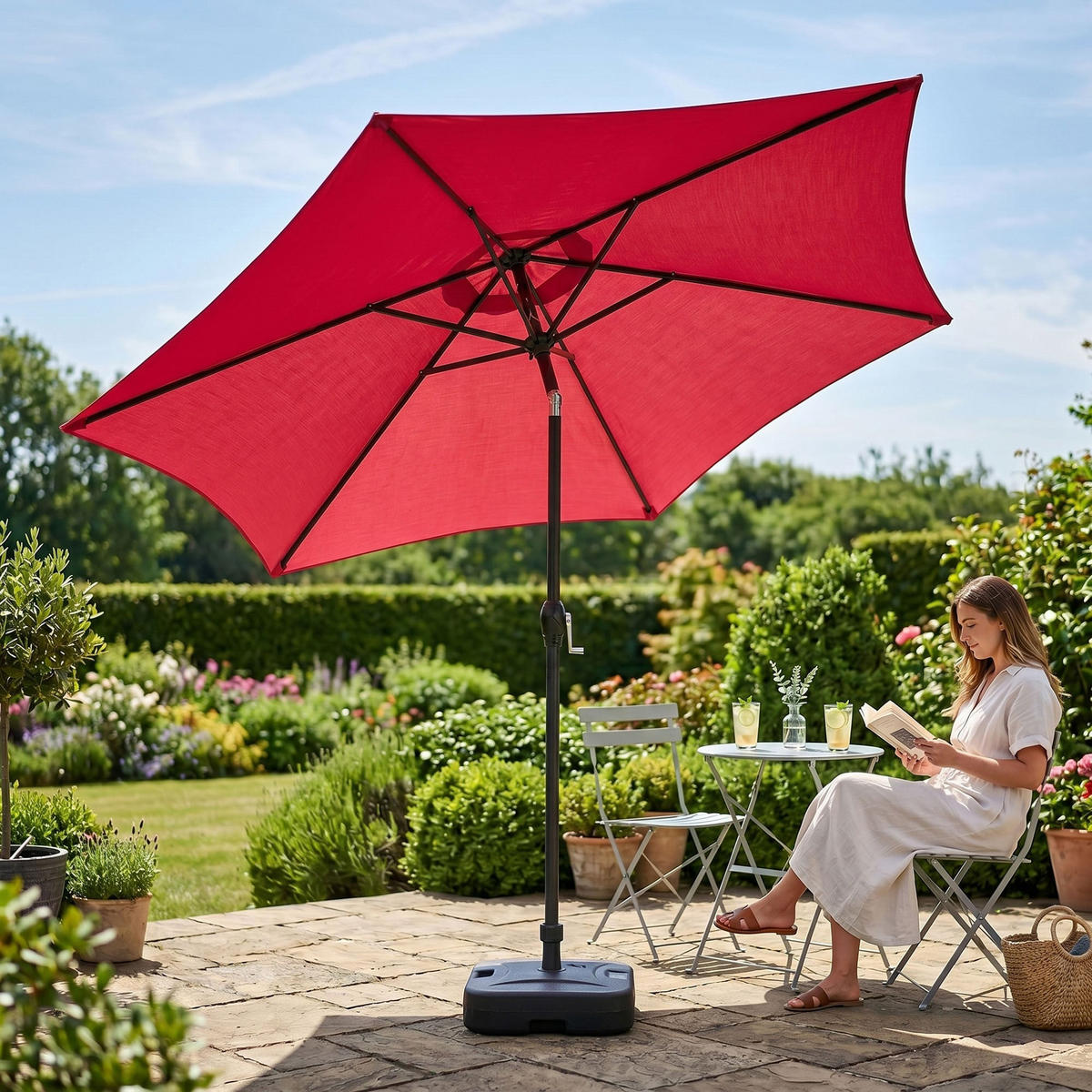 SONNENSCHRIM Rot 235/270 cm - Rot/Schwarz, Metall (270/270cm) - Akord