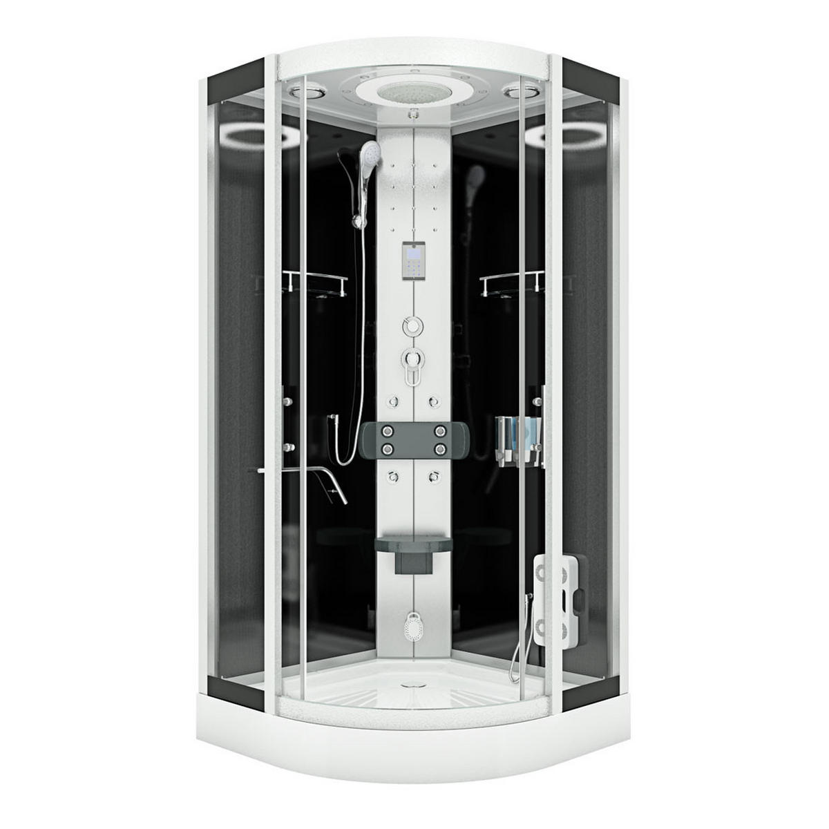 DAMPFDUSCHE Duschkabine D58-23T2-EC sw 100x100 - Schwarz, Glas/Kunststoff (100/100/215cm) - AcquaVapore by Sandra Jentho