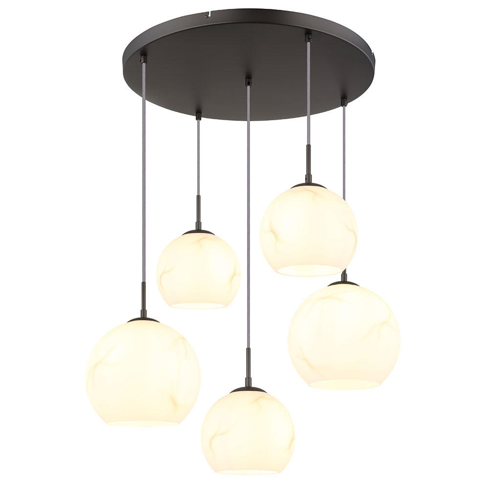 HÄNGELEUCHTE RAGUSA Metall, Schwarz, Glas Pendelleuchte - Schwarz, Glas (70/75/120cm) - Globo Lighting